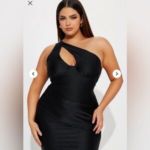 Fashion Nova Black One-Shoulder Dress